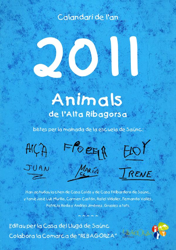 Calendario de la escuela de Sahún para 2011: “Animals de l’Alta Ribagorsa”