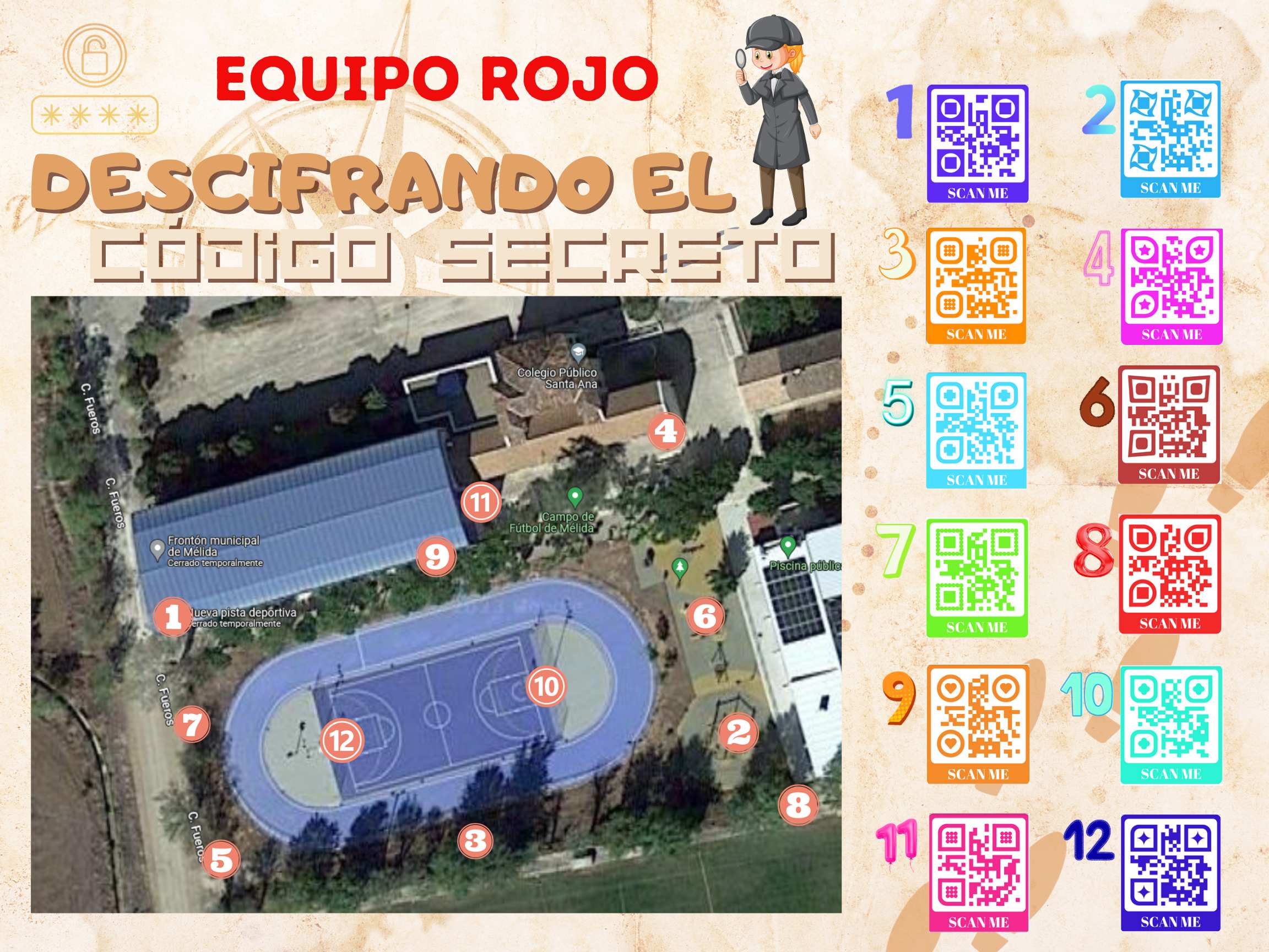 Mapa del tesoro: código secreto con sustantivos